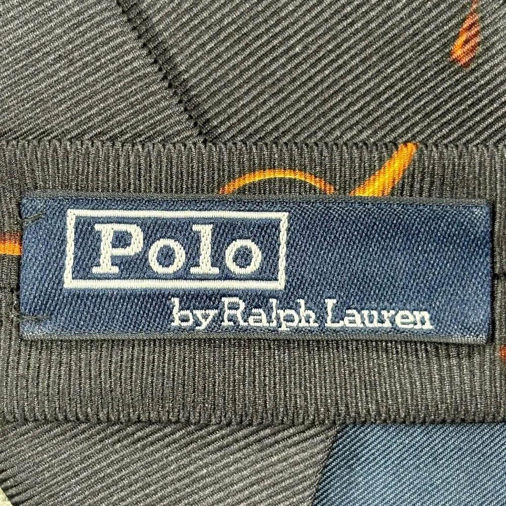 Vintage Polo Ralph Lauren Silk Tie Navy Blue Red Equestrian Handmade USA Y2K NWT